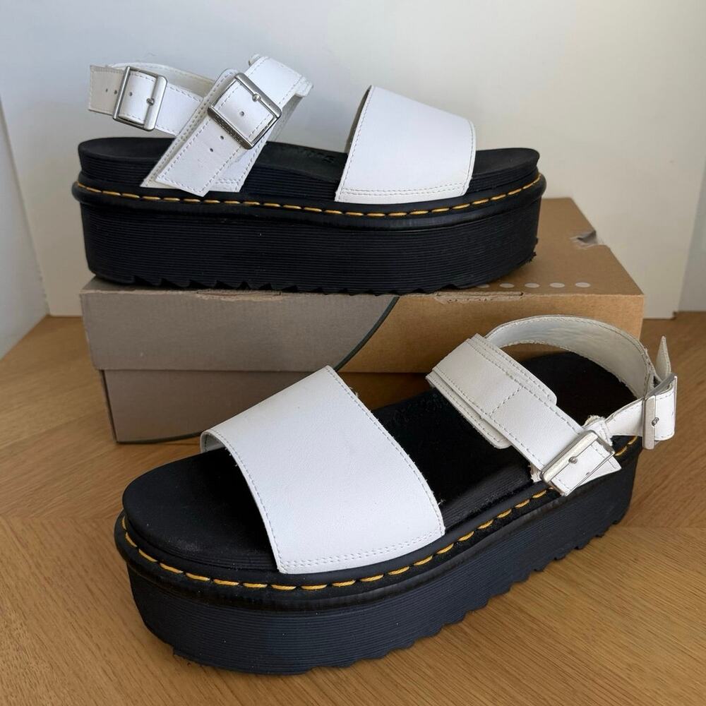 Dr.Martens Voss Quad ‘White/Black’ Women Platform Sandals- SZ 11
